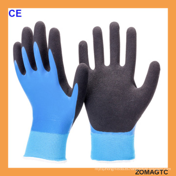 Guantes de seguridad de trabajo sumergidos en nitrilo y forro de nylon